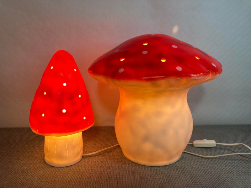 2 Vintage Heico paddenstoel nachtlampjes