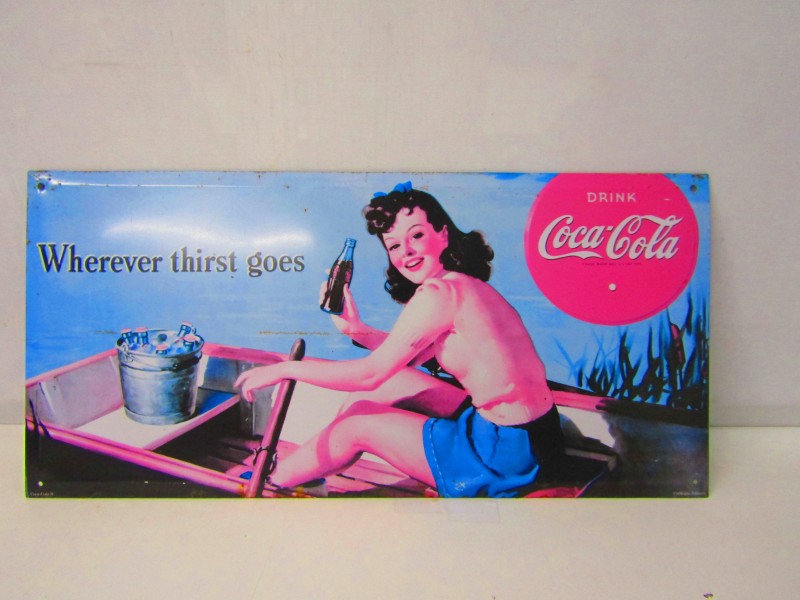 Blikken Reclamebord, Coca Cola ‘Wherever Thirst Goes’