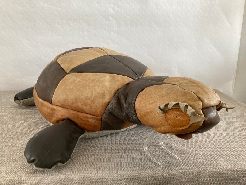 Vintage lederen schildpadpoef