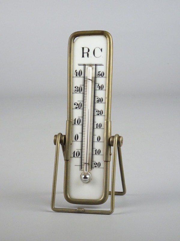 Vintage Royal Crown koperkleurige thermometer.