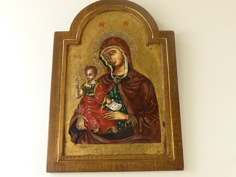 Oude icoon Maria en Kind