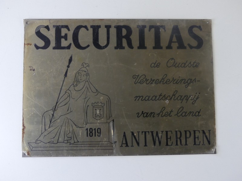 Vintage reclameplaque "Securitas"