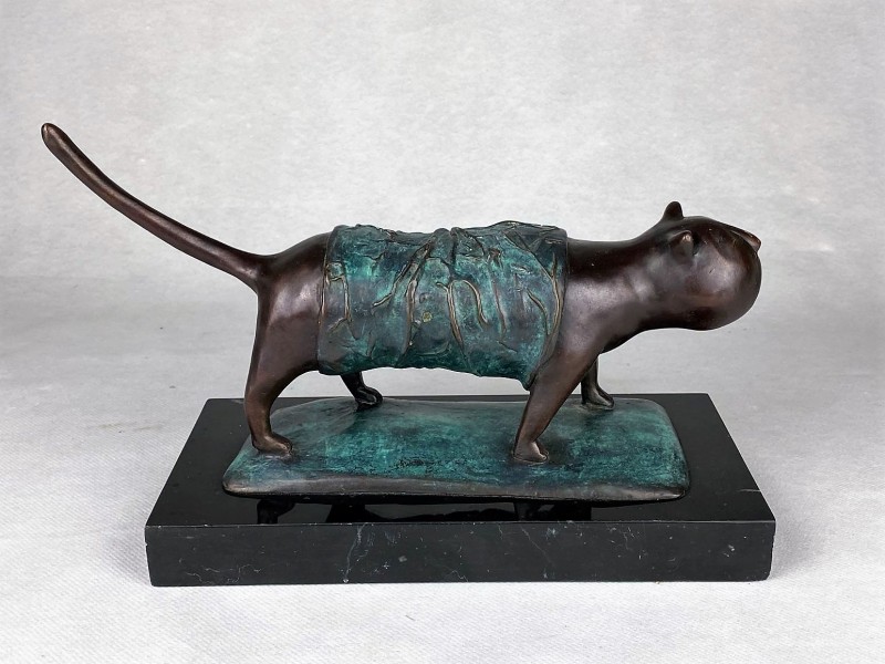 Bronzen art deco beeld naar Botero Gatto  - “Fat Cat”