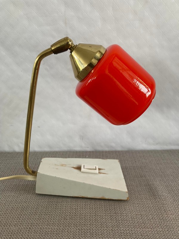 Vintage glazen oranje bureaulampje